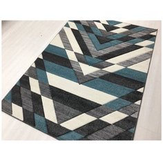 Ковер интерьерный 0.8х1.5 м, Silvano, Sedna Carving, прямоугольный, цв. M. Turquoise/D. Grey, 08448A