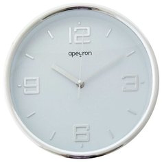 Часы настенные круглые средние Apeyron PL2755 для кухни, спальни, детской, кварцевый механизм с плавным ходом, арабские цифры, размеры 25x4 см, работа от 1 пальчиковой батарейки тип АА