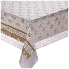 Скатерть Meiwa, 1.52х2.28 м, ПВХ, F-5 WH/BE, белый, бежевая, 7561