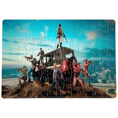 Пазлы CoolPodarok Пабг Pubg(окружили уазик и стоят на нём) 20х29см 120 элемента