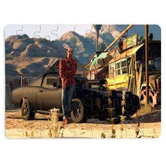 Пазлы CoolPodarok Гта Gta Grand theft Auto (мужчина на фоне черной машины) 13х18см 63 эл. магнитный