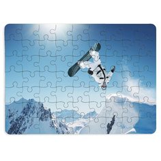 Пазлы CoolPodarok Сноуборд Сноубордист Белый костюм 13х18см 63 эл. магнитный