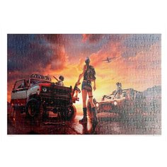 Пазлы CoolPodarok Пабг Pubg(девушка стоит спиной,рядом две машины) 26х38см 252 элемента