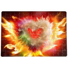 Пазлы CoolPodarok Сердце в пламени 20х29см 120 элемента