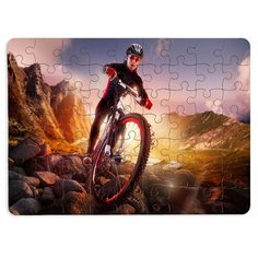 Пазлы CoolPodarok Велосипед Велосипедист Кросс Камни Закат 13х18см 63 эл. магнитный