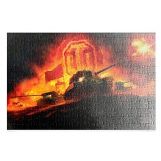 Пазлы CoolPodarok ВоТ Танки World of Tanks (Танки на огненом фоне, логотип над ними) 26х38см 252 элемента