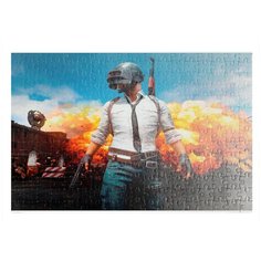 Пазлы CoolPodarok Пабг Pubg(персонаж в каске, на фоне взрыв) 26х38см 252 элемента