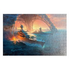 Пазлы CoolPodarok ВоВ Корабли World of Warchips (Корабль плывёт под Эйфелевой башней) 26х38см 252 элемента
