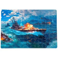 Пазлы CoolPodarok ВоВ Корабли World of Warchips (Корабли,самолёты,ярко-синий фон) 20х29см 120 элемента
