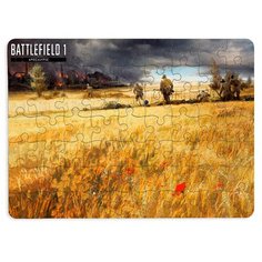 Пазлы CoolPodarok Батла Бателфилд Battlefield (солдаты бегут в поле) 13х18см 63 эл. магнитный