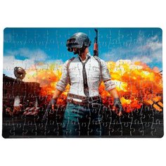 Пазлы CoolPodarok Пабг Pubg(персонаж в каске, на фоне взрыв) 20х29см 120 элемента