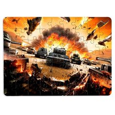 Пазлы CoolPodarok World of Tanks WoT Танки Ворлд оф тэнкс (летят куски железа) 13х18см 63 эл. магнитный