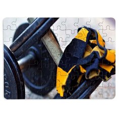 Пазлы CoolPodarok Гантеля Спортзал Желтые перчатки 13х18см 63 эл. магнитный