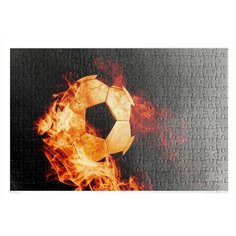 Пазлы CoolPodarok Футбол Футбольный мяч в огне Чёрный фон 26х38см 252 элемента