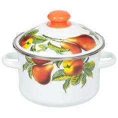 Кастрюля сталь, эмалированное покрытие, 3 л, с крышкой, Сибирские товары, Дары лета, 3MD181M