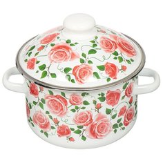 Кастрюля сталь, эмалированное покрытие, 3 л, с крышкой, Сибирские товары, Роза плетистая, 3MD181M