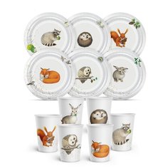 Набор бумажной посуды для пикника и праздника "Наглая рыжая морда"_Ассорти ( 6 трл 6 ст. ) Priority