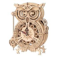 Деревянный конструктор Robotime ROKR - Часы с совой (Owl clock); 161 дет; 26,5*20,6*12,8 см; арт. LK 503