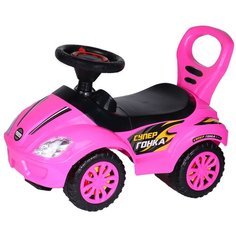 Каталка детская толокар ТМ "Компания Друзей" с мелодиями В. Шаинского, машина каталка для малышей, пушкар для малышей, ходунки, для детей, для мальчиков, для девочек, цвет фуксия, в/к 60х45,5х28 см