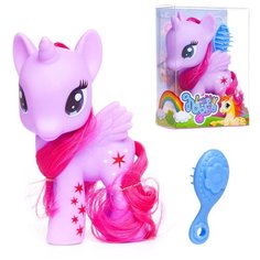 Пони с расческой 11,5х7 см, единорог, фиолетовая, в прозрачной коробочке Junfa Toys