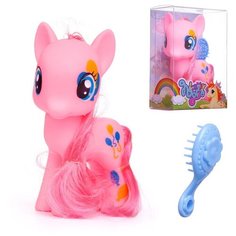 Пони с расческой 11,5х7 см, розовая, в прозрачной коробочке Junfa Toys