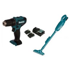 Набор инструментов Makita: дрель-шуруповерт DF333DZ + пылесос CL106FDZ + 2 аккумулятора BL1016 + з/у DC10WD CLX226X1