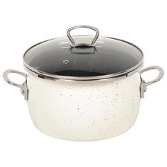 Кастрюля сталь, эмалированное покрытие, 4 л, с крышкой, ручки металл, Сантэкс, Гранит цветной, 1-2440211