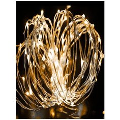 Светодиодная гирлянда для улицы Космос "Золотые нити" 100 мельчайших светодиодов в виде капель расположенные на медной тонкой проволоке. Работает от 220В, вилка с трансформатором, IP44, 10 м. Kosmos