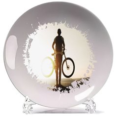 Тарелка Велосипед Велосипедист Расвет Солнце Cool Podarok