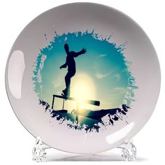 Тарелка Скейтборд Скейтер Перила Движение Силуэт Cool Podarok