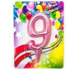 Свеча Цифра, 9 Гигант, Розовое Золото, 12 см, 1 шт. Дон Баллон