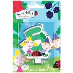 Свеча Цифра, 5 Бен и Холли, 8 см, 1 шт. Росмэн