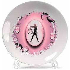 Тарелка CoolPodarok Знаки Зодиака Весы Розовый фон