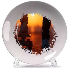 Тарелка Скейтборд Скейтер Одна нога на скейте Закат Cool Podarok