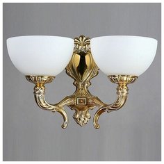 Настенный светильник Ambiente Toledo 02155/2 WP, E27, 8 Вт, кол-во ламп: 2 шт., цвет арматуры: бронзовый, цвет плафона: белый