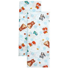 Набор ситцевых пеленок Amarobaby Emotion Зверята, белый-2 шт.