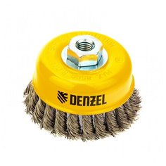 DENZEL Щетка для УШМ, 100 мм, "Чашка", крученая нержавеющая проволока 0,5 мм, М14// Denzel