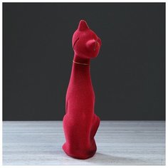Копилка "Кот Маркиз", покрытие флок, бордовая, 29 см Керамика ручной работы
