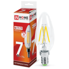 10шт. Лампа светодиодная LED-СВЕЧА-deco 7Вт 230В Е14 6500К 630Лм прозрачная IN HOME