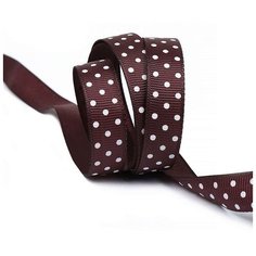 Лента атласная "Ideal. Горошек", 12 мм x 27,4 м, цвет: бордовый