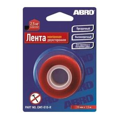 Лента клейкая двухсторонняя монтажная (10 мм х 1,51 м) EMT-010- R Abro