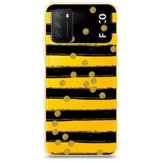 Силиконовый чехол "Черные полоски с золотыми кружками" на Xiaomi Poco M3 / Сяоми Поко М3 Case Place