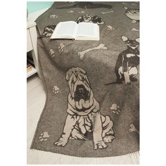 Плед жаккардовый "Корги", ARLONI, коричневый, 140*200