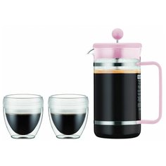 Набор кофейный 3 предмета: кофейник Bistro 1 л. и термобокалы Pavina 0.25 л. - 2 шт клубничный Bodum