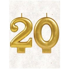 Свеча для торта цифра " 20 " 8 см золото 20 лет Веселая Затея