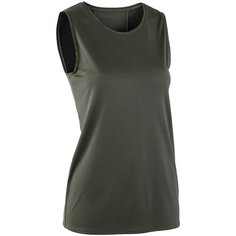 Майка прямая для фитнеса EU42 RU48, Чёрно-Зелёный DOMYOS Х Декатлон Decathlon