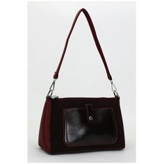 Сумка женская из экокожи с натуральной замшей бордового цвета Savio