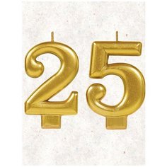 Свеча для торта цифра " 25 " 8 см золото 25 лет Веселая Затея