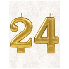 Свеча для торта цифра " 24 " 8 см золото 24 года Веселая Затея