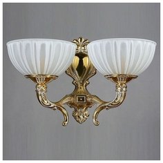 Настенный светильник Ambiente Valencia 02227/2 WP, E27, 8 Вт, кол-во ламп: 2 шт., цвет арматуры: бронзовый, цвет плафона: белый